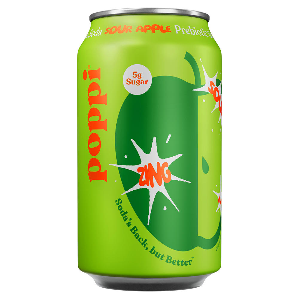 poppi Prebiotic Soda - Sour Apple, 12 oz