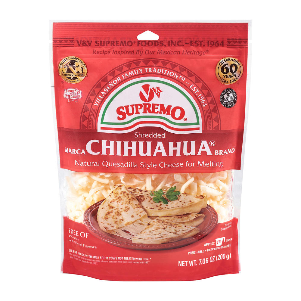 V&V Supremo Chihuahua Shredded Cheese, 7.06 oz