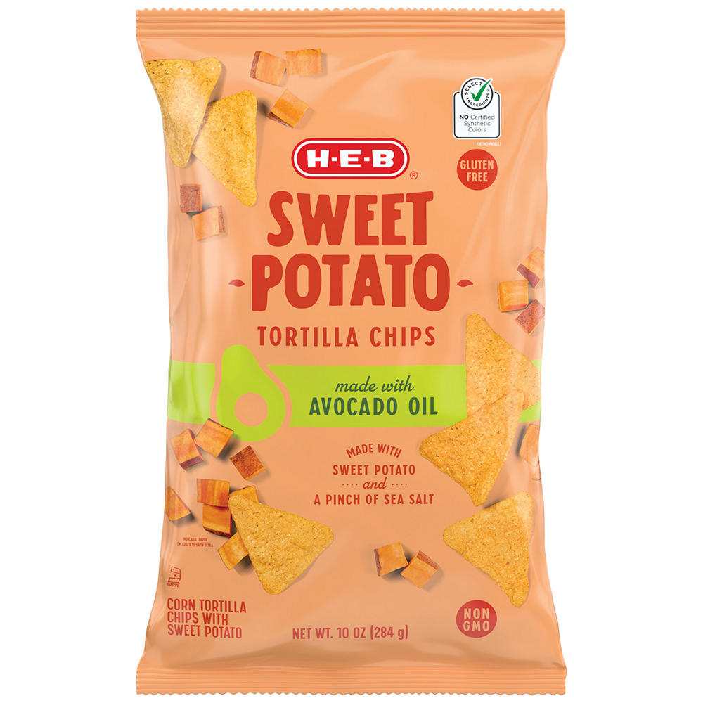 H-E-B Avocado Oil Sweet Potato Tortilla Chips, 10 oz