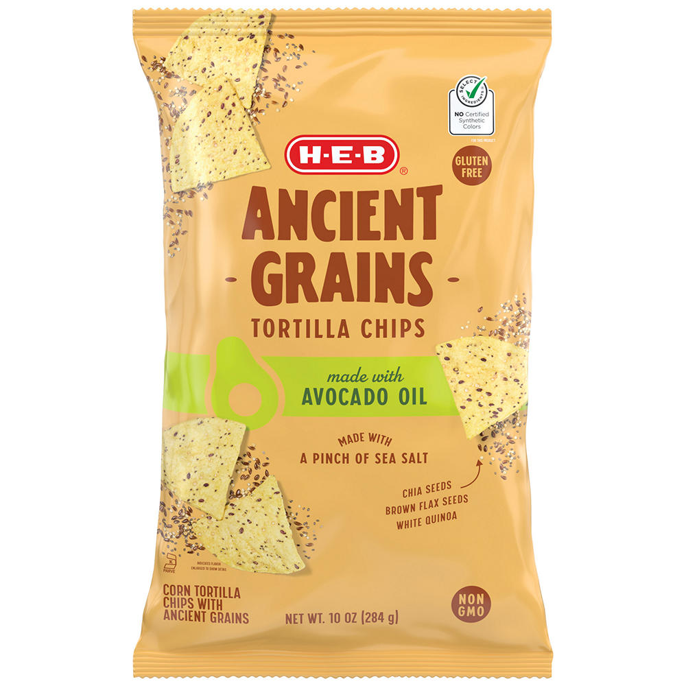 H-E-B Avocado Oil Ancient Grain Tortilla Chips, 10 oz