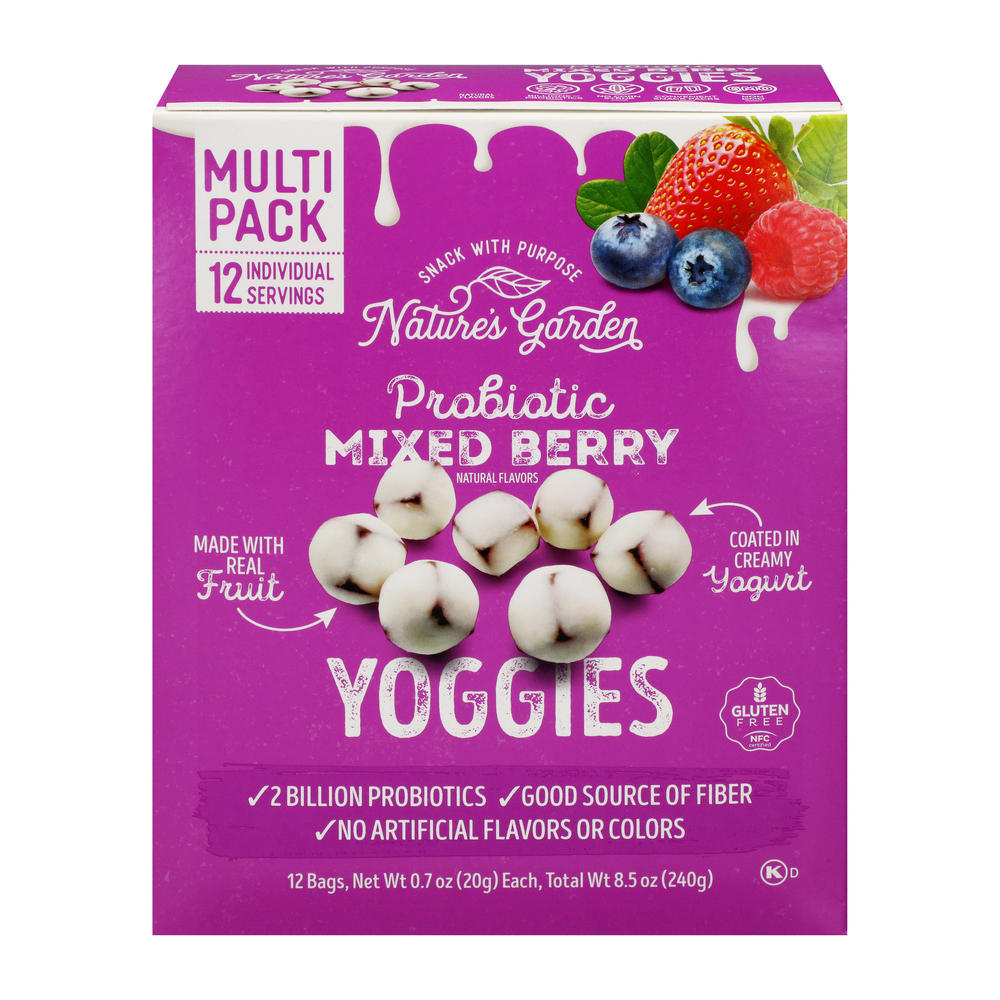Nature's Garden Probiotic Yoggies - Mixed Berry, 12 ct