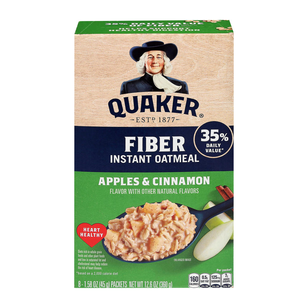 Quaker Fiber Instant Oatmeal -  Apples & Cinnamon, 8 ct