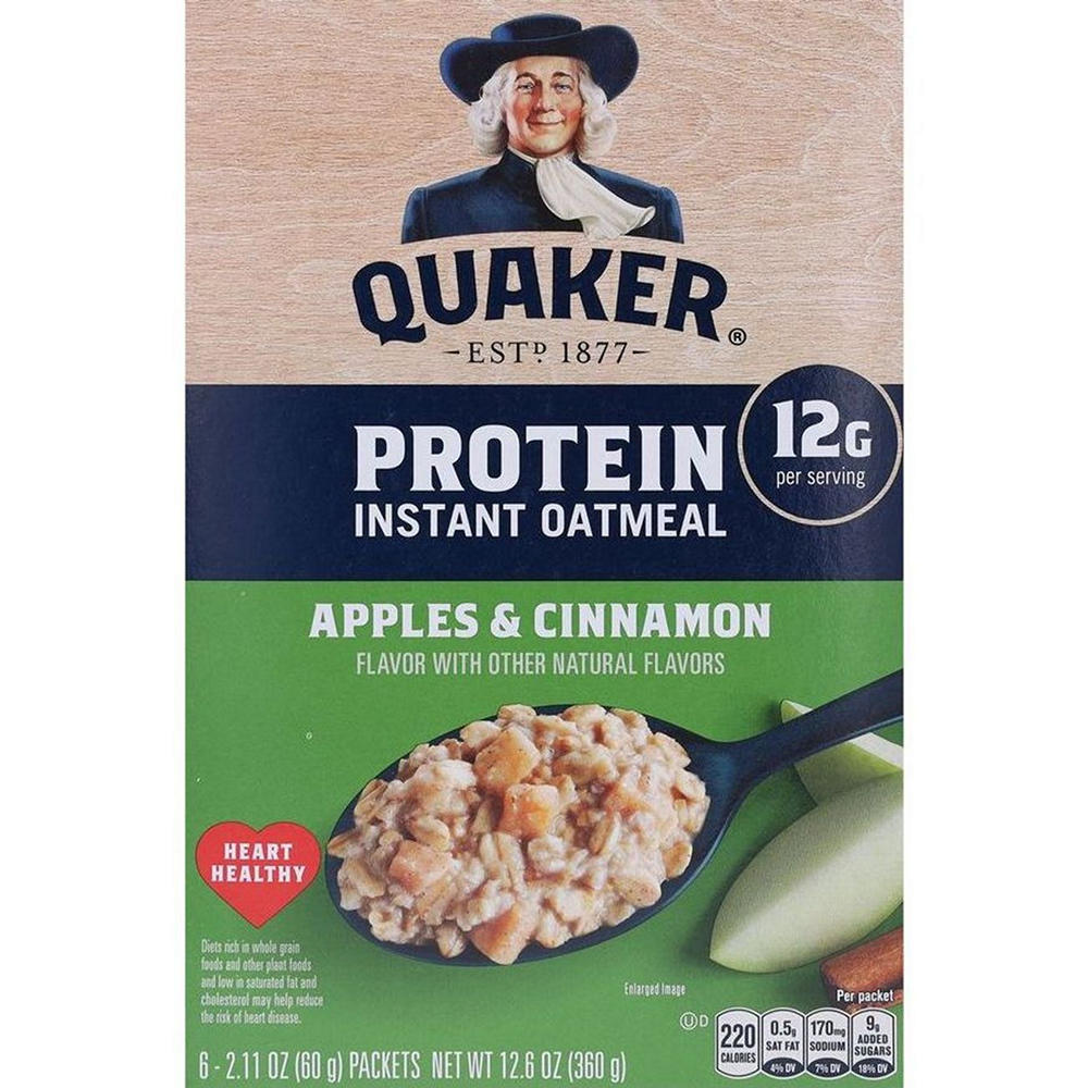 Quaker Protein Instant Oatmeal - Apples & Cinnamon, 6 ct