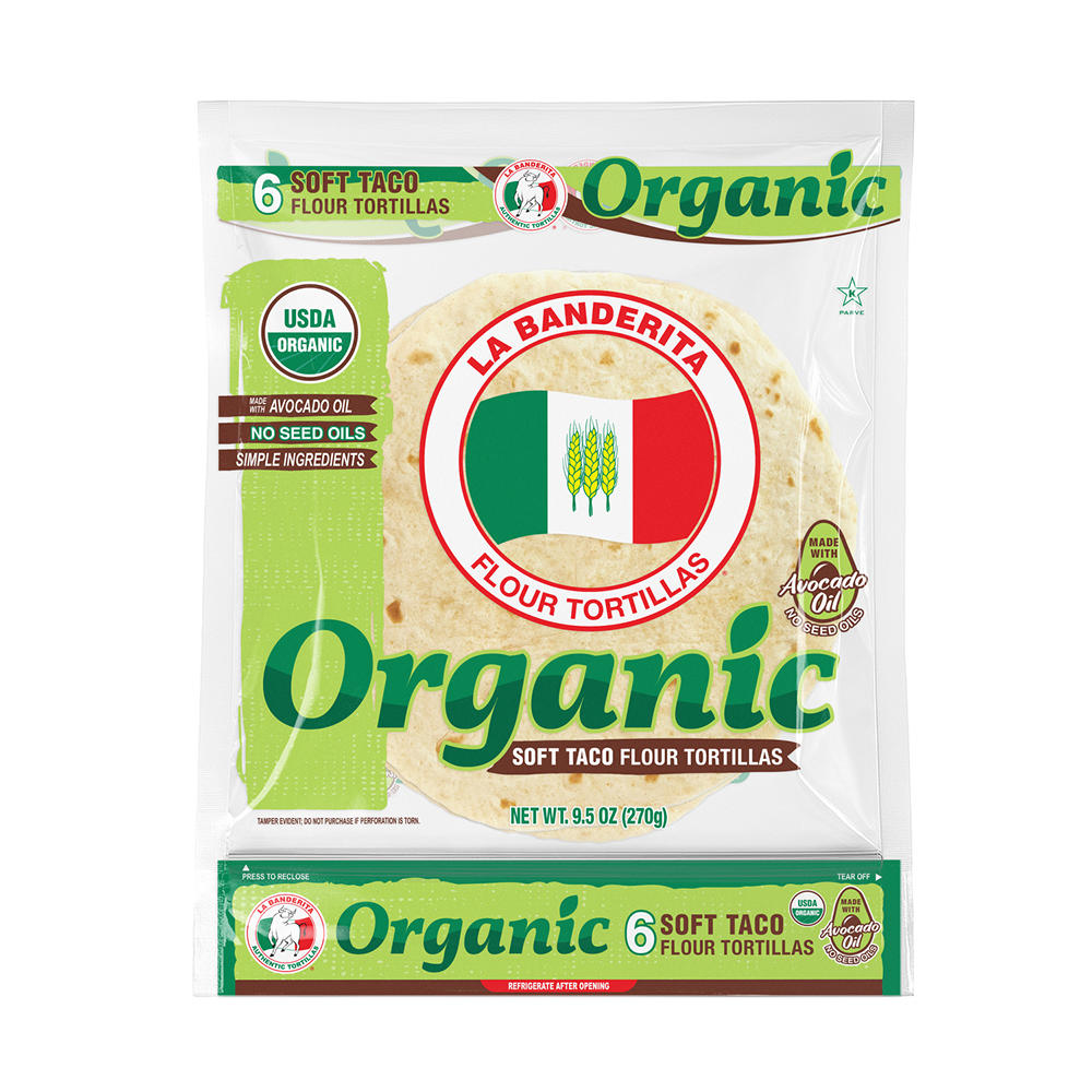 La Banderita Organic Soft Taco Flour Tortillas, 6 ct
