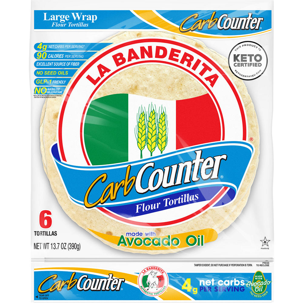 La Banderita Carb Counter Large Wrap Flour Tortillas, 6 ct