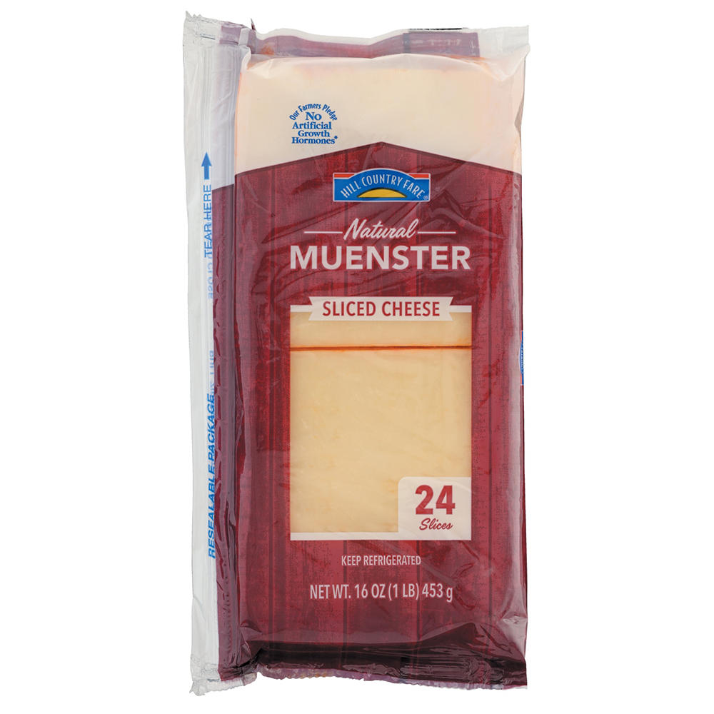 Hill Country Fare Natural Muenster Sliced Cheese, 16 oz