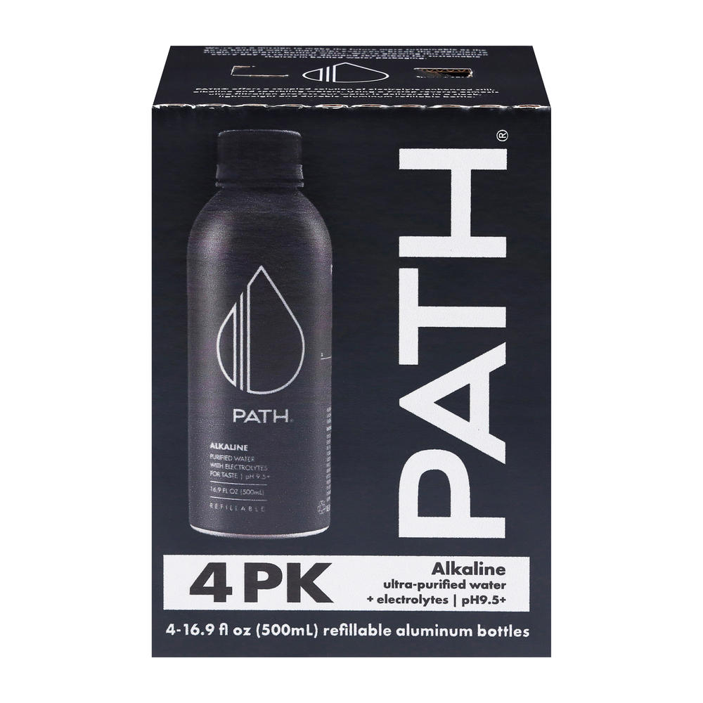 PATH Ultra-Purified Alkaline Water 4 pk Aluminum Bottles, 16.9 oz