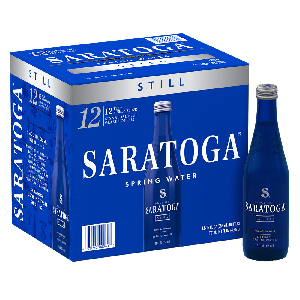 Saratoga Still Spring Water 12 pk Glass Bottles, 12 oz