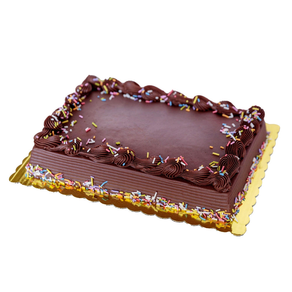 Baker Maid Chocolate Buttercream Sprinkle Birthday Cake, 1/4 Sheet