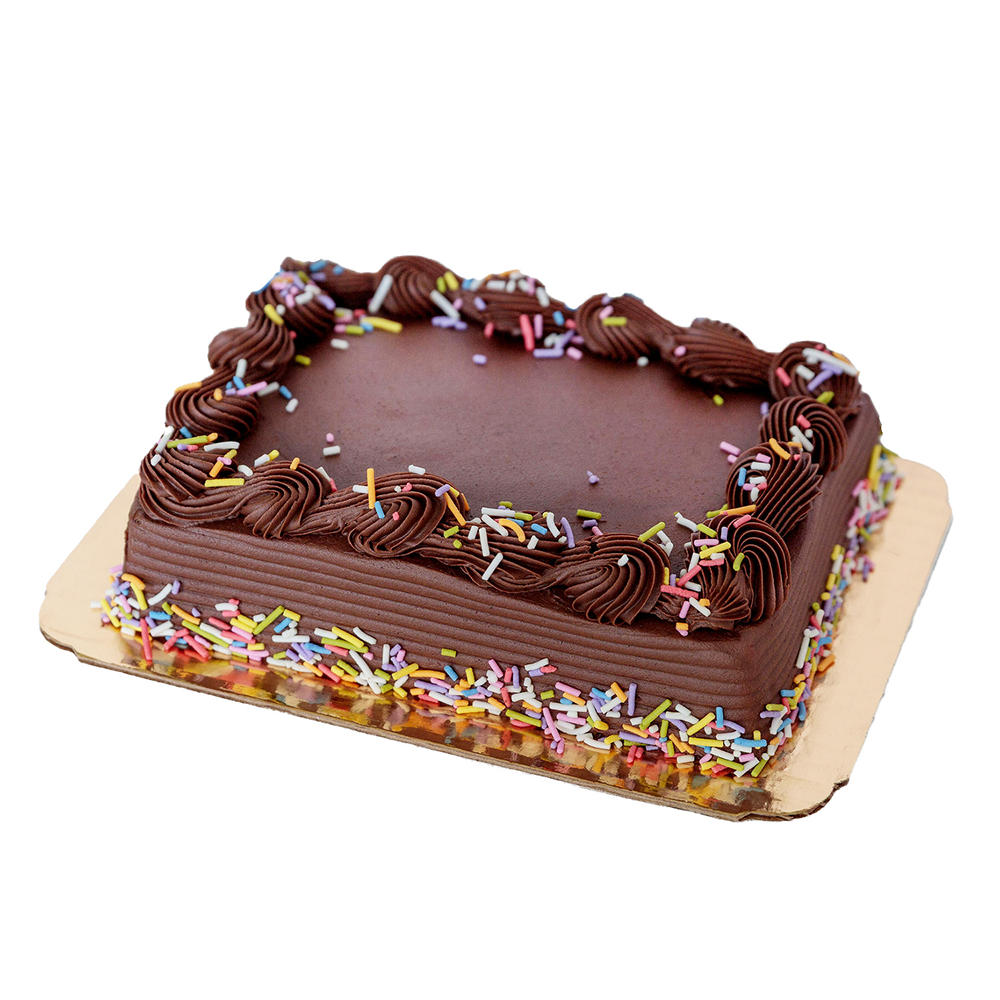 Baker Maid Chocolate Buttercream Sprinkle Birthday Cake, 1/8 Sheet