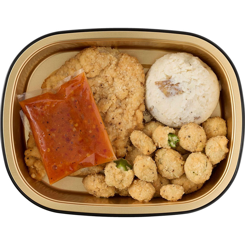 Meal Simple by H-E-B Nashville Hot Chicken with Mashed Potatoes & Fried Okra, Avg. 0.9 lb