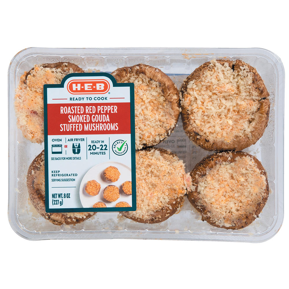 H-E-B Roasted Red Pepper Smoked Gouda Stuffed Mushrooms, 8 oz