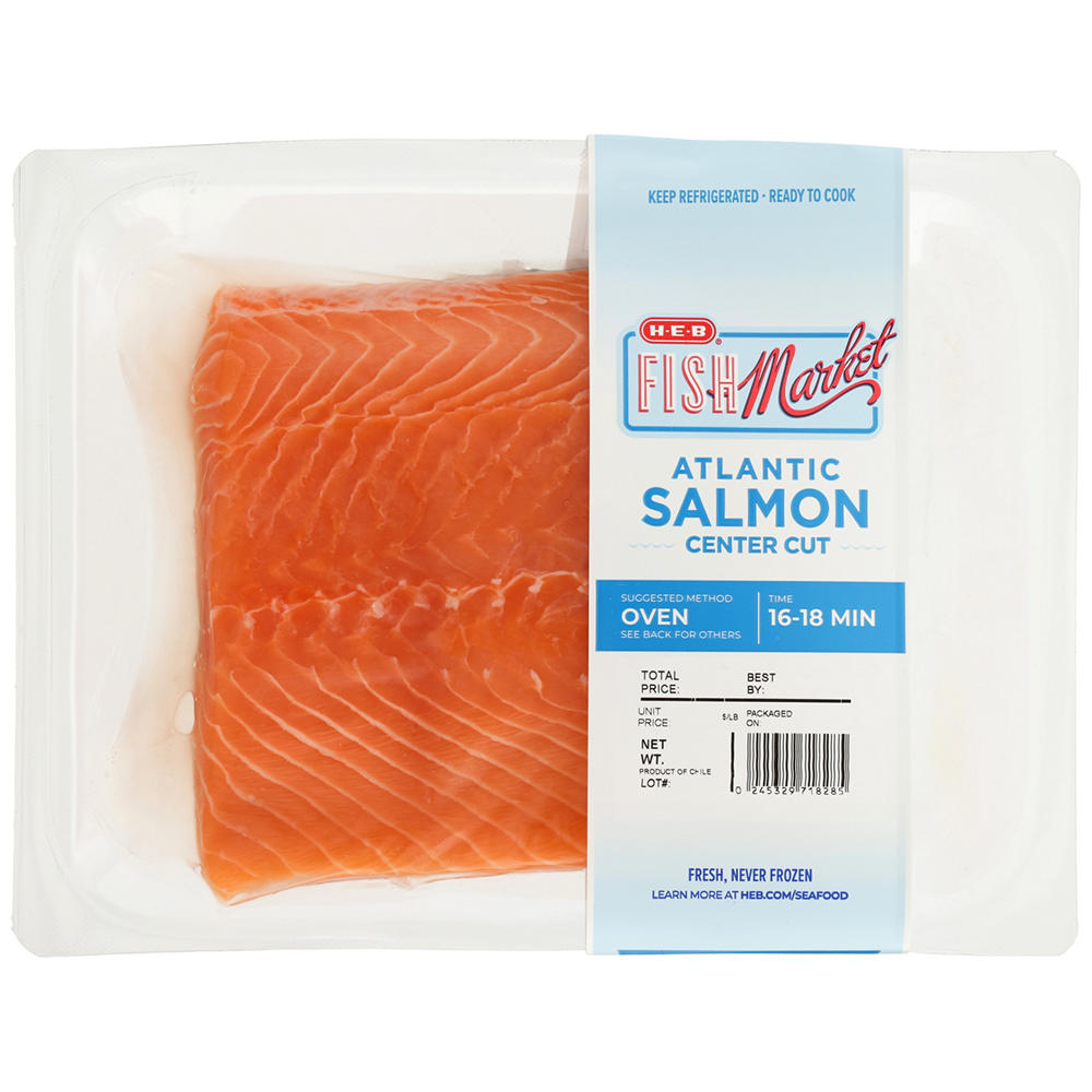 H-E-B Fish Market Fresh Atlantic Center Cut Salmon, Avg. 1.15 lbs
