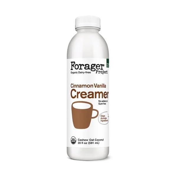 Forager Project Organic Cinnamon Vanilla Dairy-Free Creamer, 20 fl oz | Real organic vanilla and cinnamon. No gums, oils, or carrageenan. Oat, cashew, coconut blend