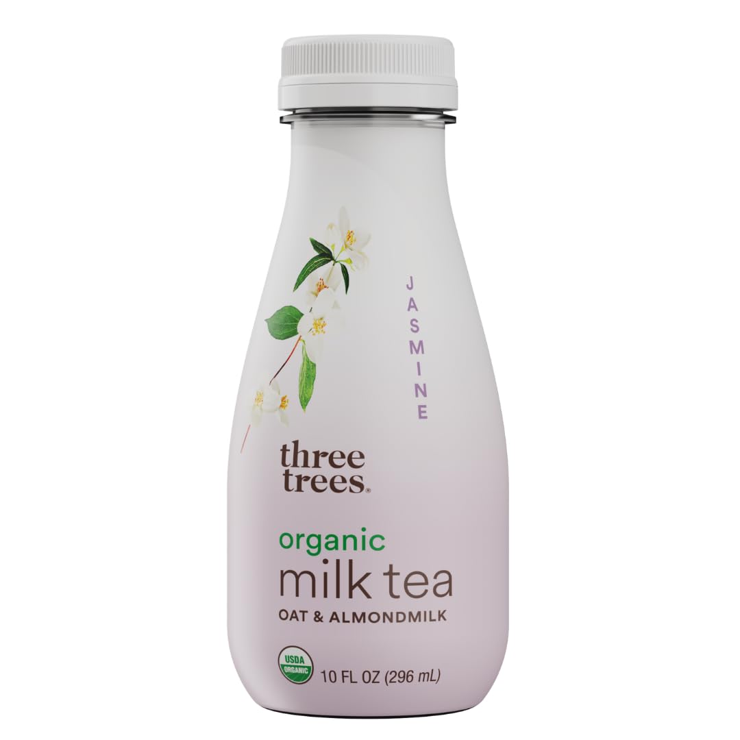 Three Trees Organic Milk Tea, Jasmine, Almond Milk & Oat Milk, Dairy Free, Plant Based, Vegan, No Oils, No Gums (10 FL OZ)