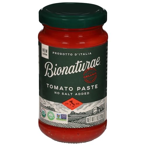 Bionaturae Organic Tomato Paste - No Salt Tomato Paste, Tomato Paste in a Jar, Keto Friendly, Non-GMO, USDA Certified Organic, No Added Sugar, No Added Salt, Made in Italy - 7 Oz