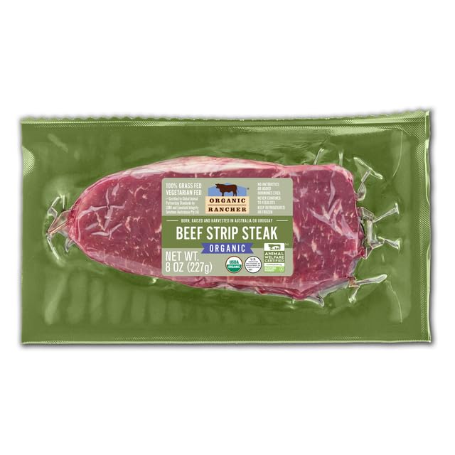 Organic Rancher, Organic Beef NY Strip Steak, 100% Grass Fed & Grass Finished, USDA Organic, Pasture Raised Free Range, G.A.P. Step 4, 8 oz