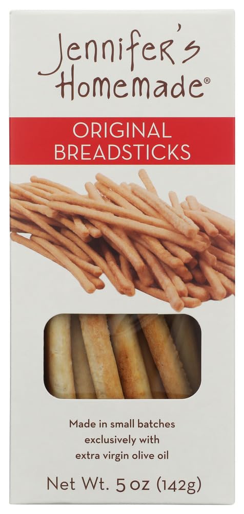 JENNIFERS HOMEMADE Original Breadsticks, VEGAN All Natural, Made with extra virgin olive oil, Crunchy and delicious snack, 5 OZs