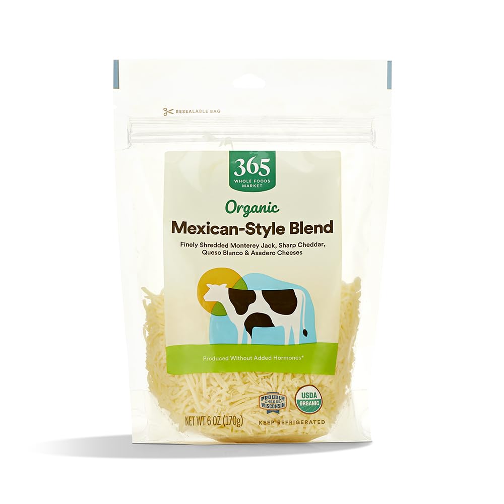 Organic Mexican-Style Cheese Blend, Shredded, 6 Ounce