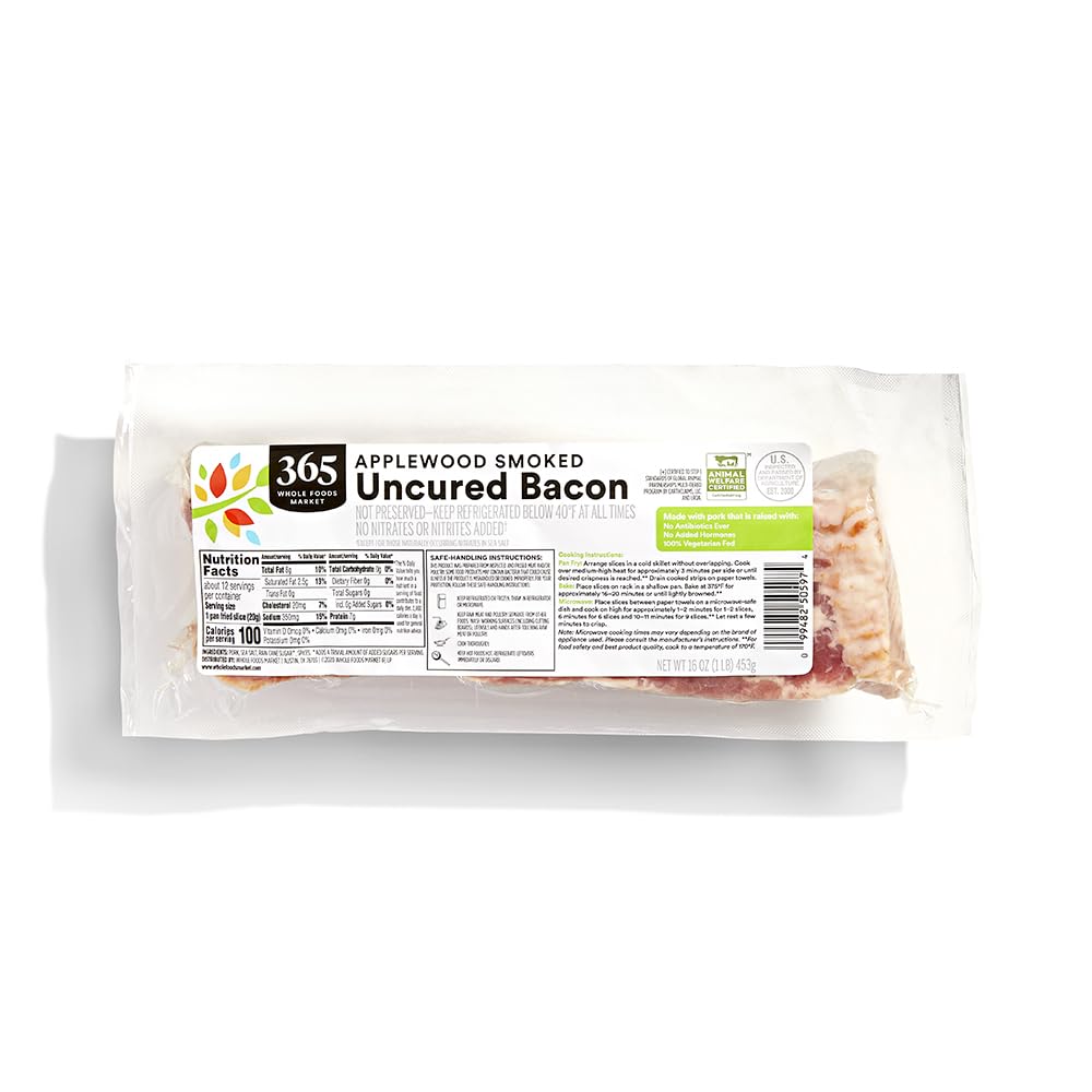 365 By Whole Foods Market, Thick Cut Uncured Applewood Smoked Bacon, 16 Ounce