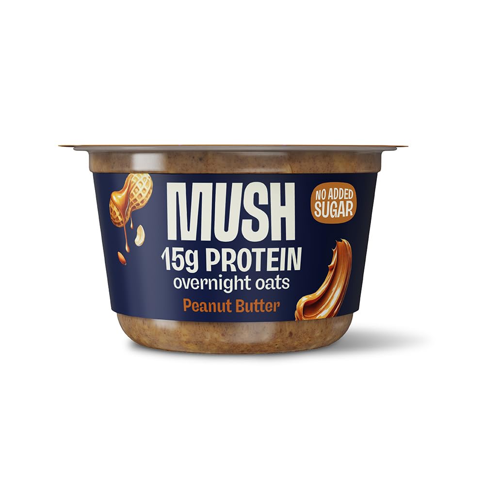 MUSH Overnight Oats - Peanut Butter Protein - 15g of Protein, Good Source of Fiber, Non-GMO, Dairy Free, Gluten Free, 5oz