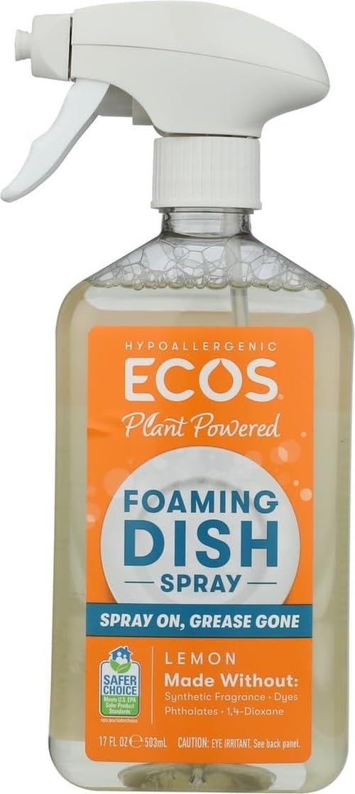 Ecos Lemon Foaming Dish Spray, 17 Fl Oz