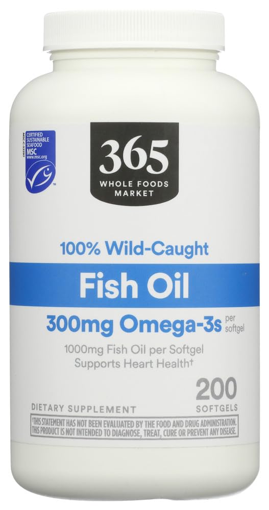 365 by Whole Foods Market Full Size Fish Omega 1000MG, 200 CT