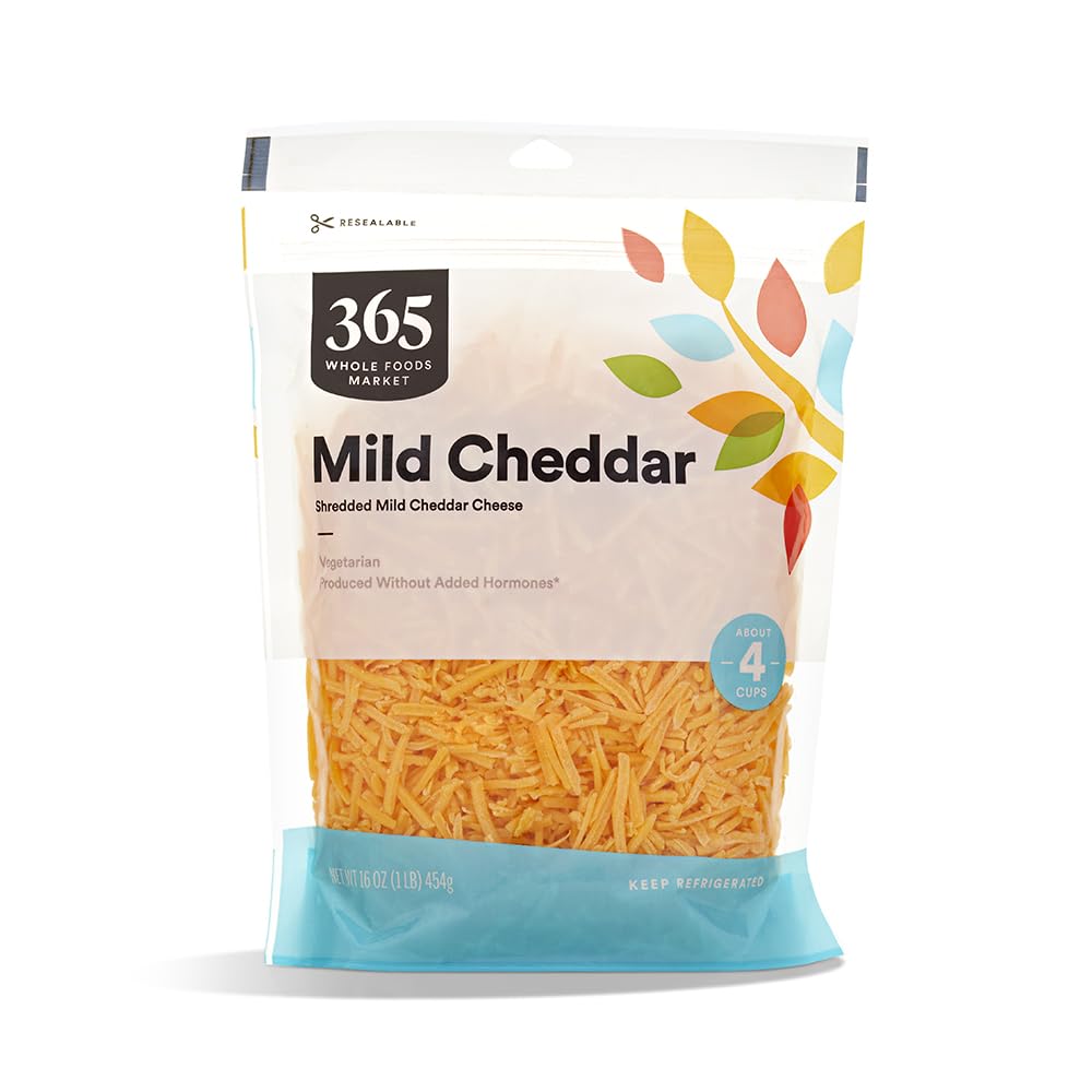 365 Shredded Mild Cheddar Cheese, 16 Ounce
