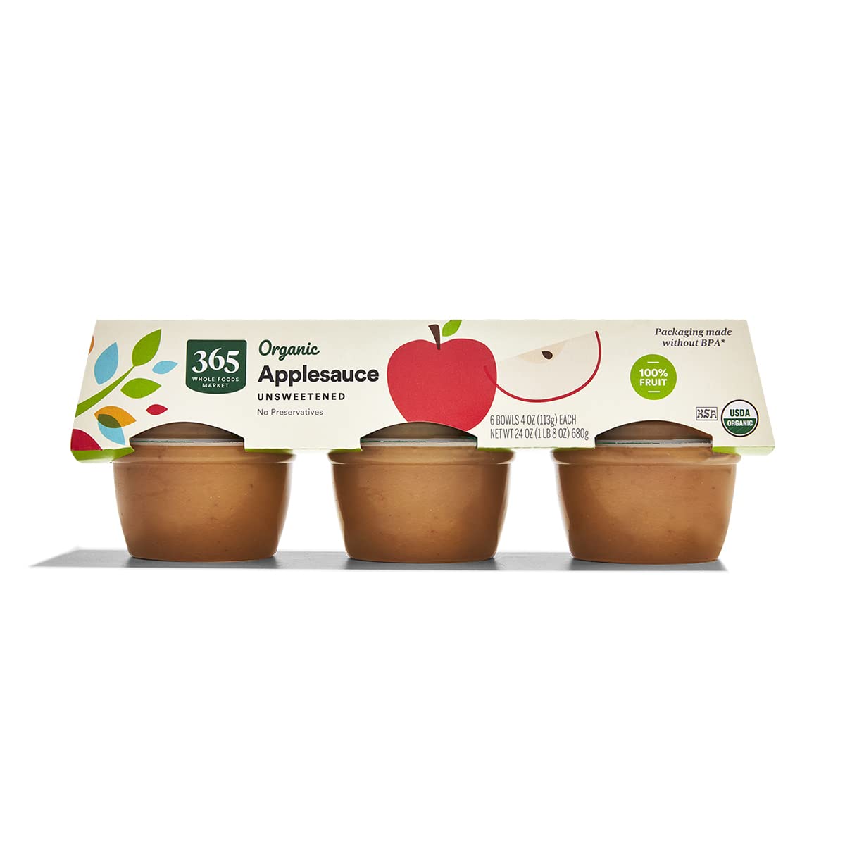 Organic Unsweetened Apple Sauce Cups, 4 Ounce (Pack of 6)