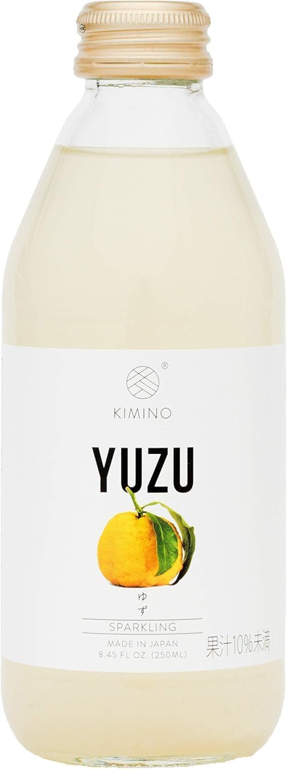 Kimino Sparkling Yuzu Juice - Japanese Yuzu Drink, All Natural Ingredients, Organic Sugar Cane, Hand Picked Shikoku - Sparkling Soda, Vitamin C Antioxidants, Healthy Alternative - 8.45 Fl Oz, 1 Pack