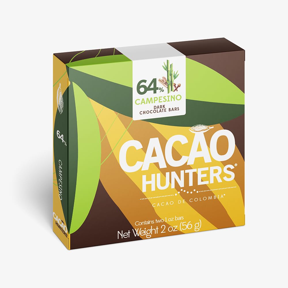 Cacao Hunters Diptico Campesino 64% Chocolate Bar, 2 OZ