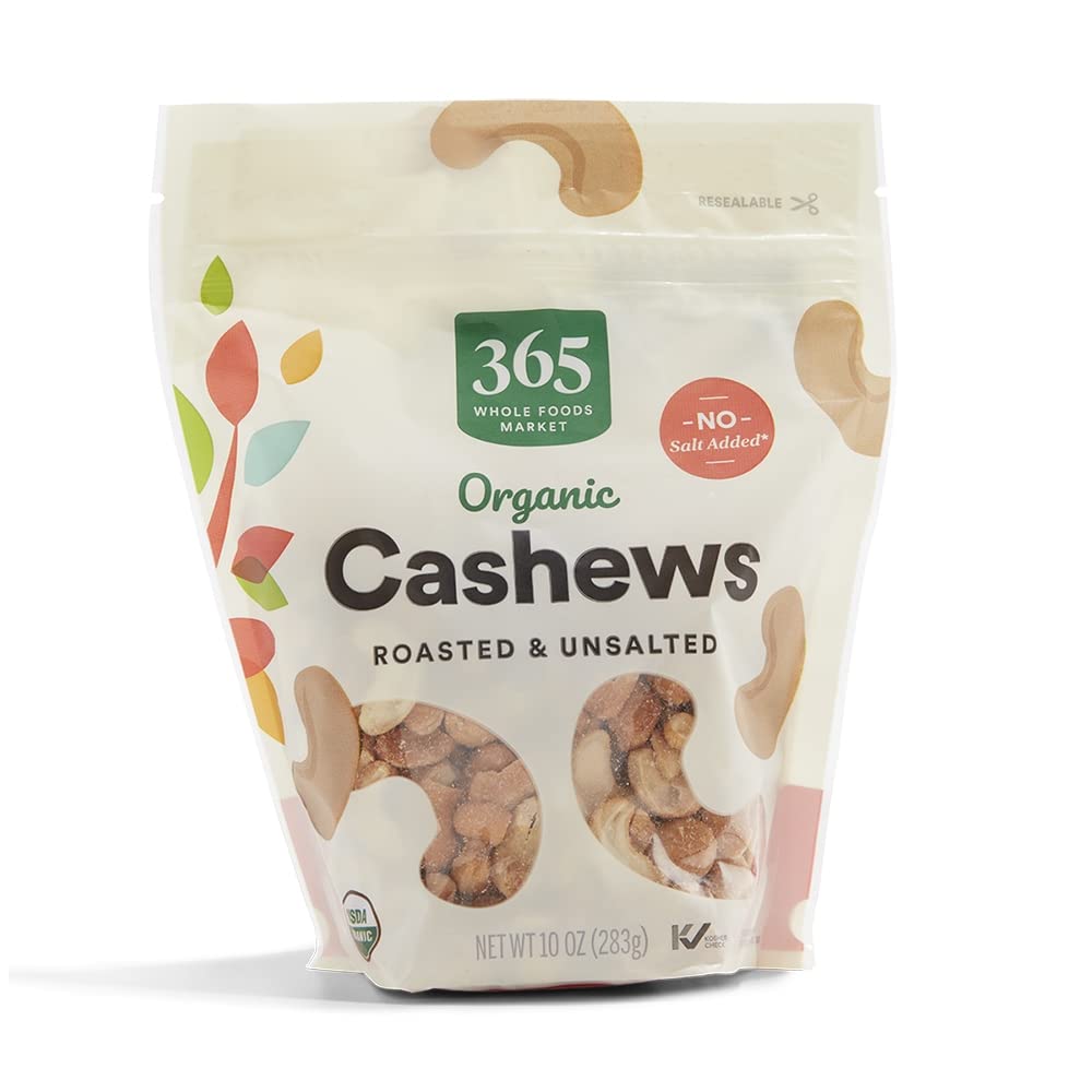 Organic Roasted Unsalted Cashews, 10 Ounce