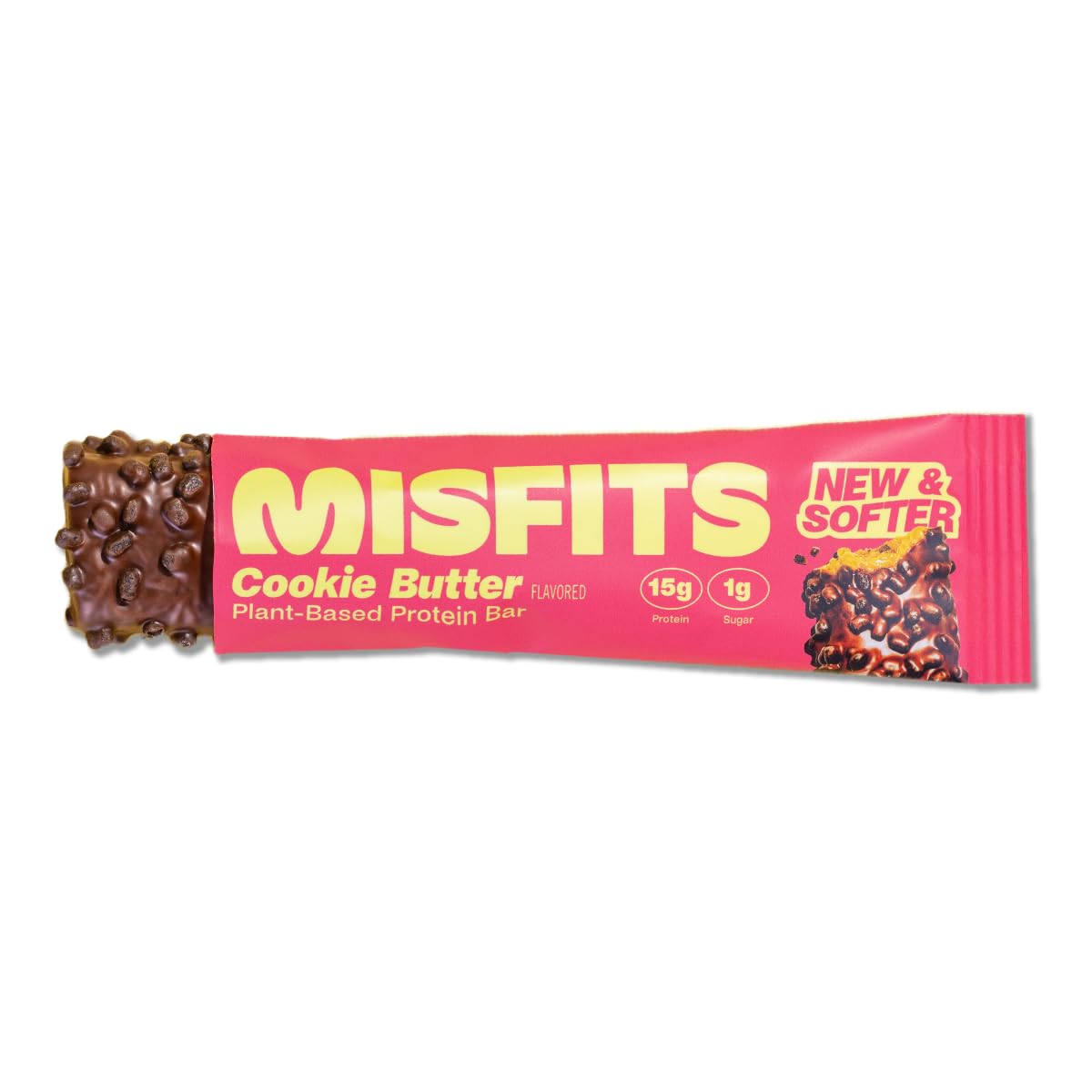 Misfits High Protein Bar, Cookie Butter, Non GMO, Plant Based Vegan Protein Bar, Low Sugar, High Fiber Snack