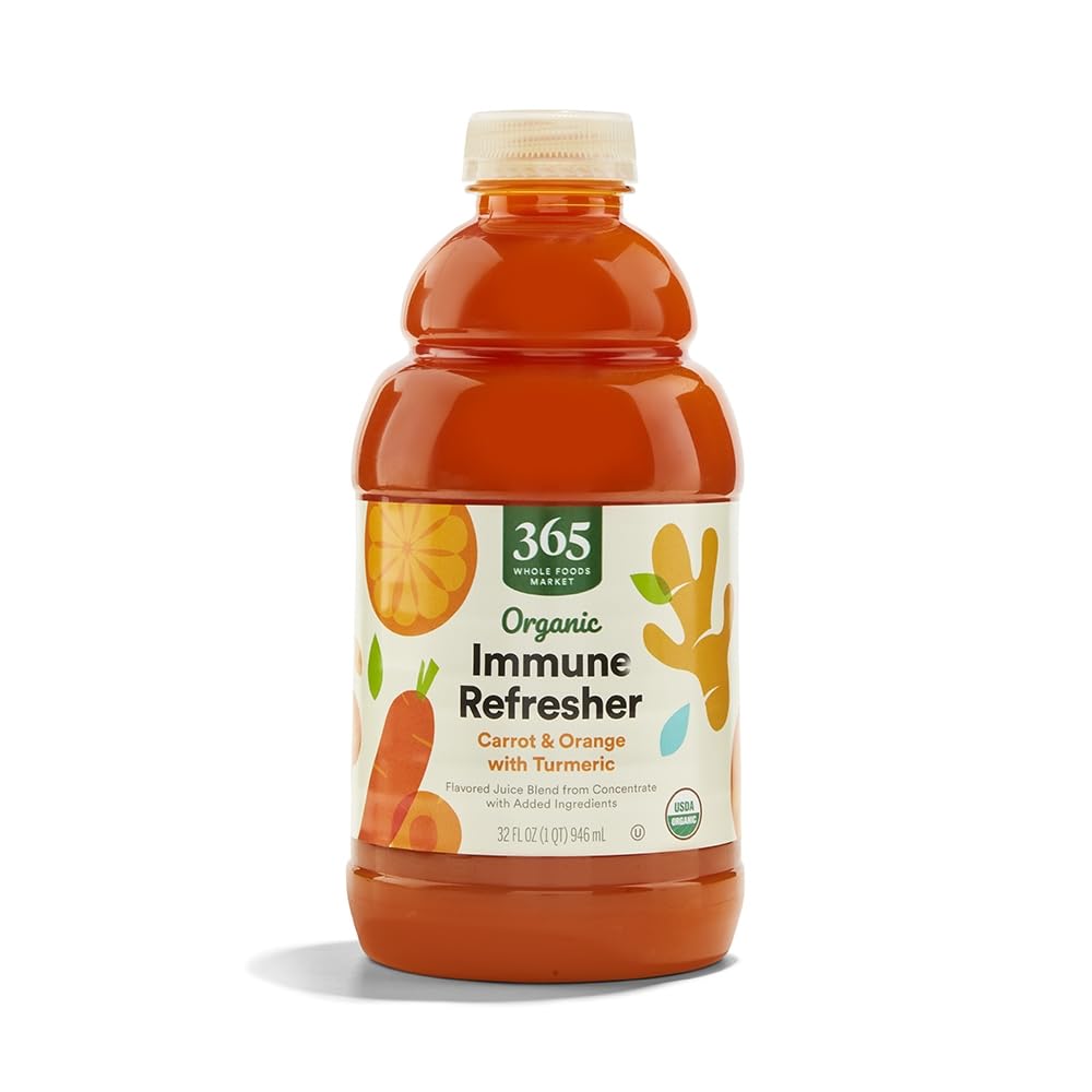 Organic Carrot and Orange Juice with Turmeric, Immune Refresher, 32 Fl Oz