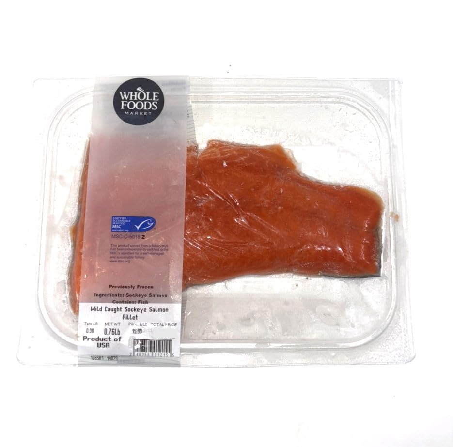 Seafood, Salmon Sockeye Fillet Previously Frozen Tray Pack MSC