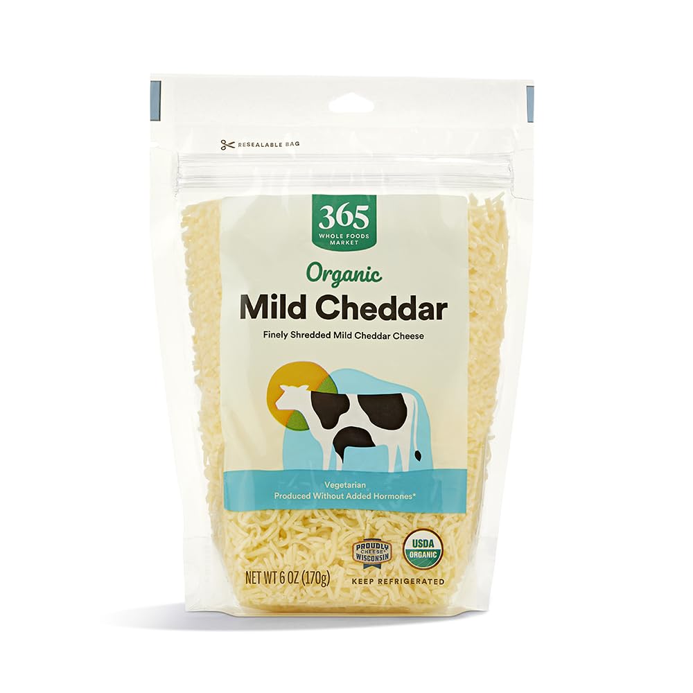 365 By Whole Foods Market, Organic Shredded Mild Cheddar, 6 Ounce