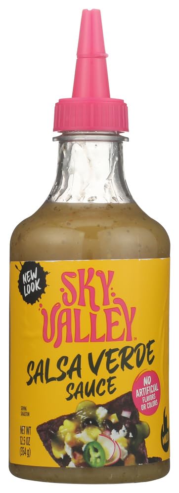 Sky Valley Salsa Verde Sauce - Green Salsa Verde, Medium Heat, Green Hot Sauce, Keto, Gluten Free, Vegan, Non-GMO - 12.5 Oz