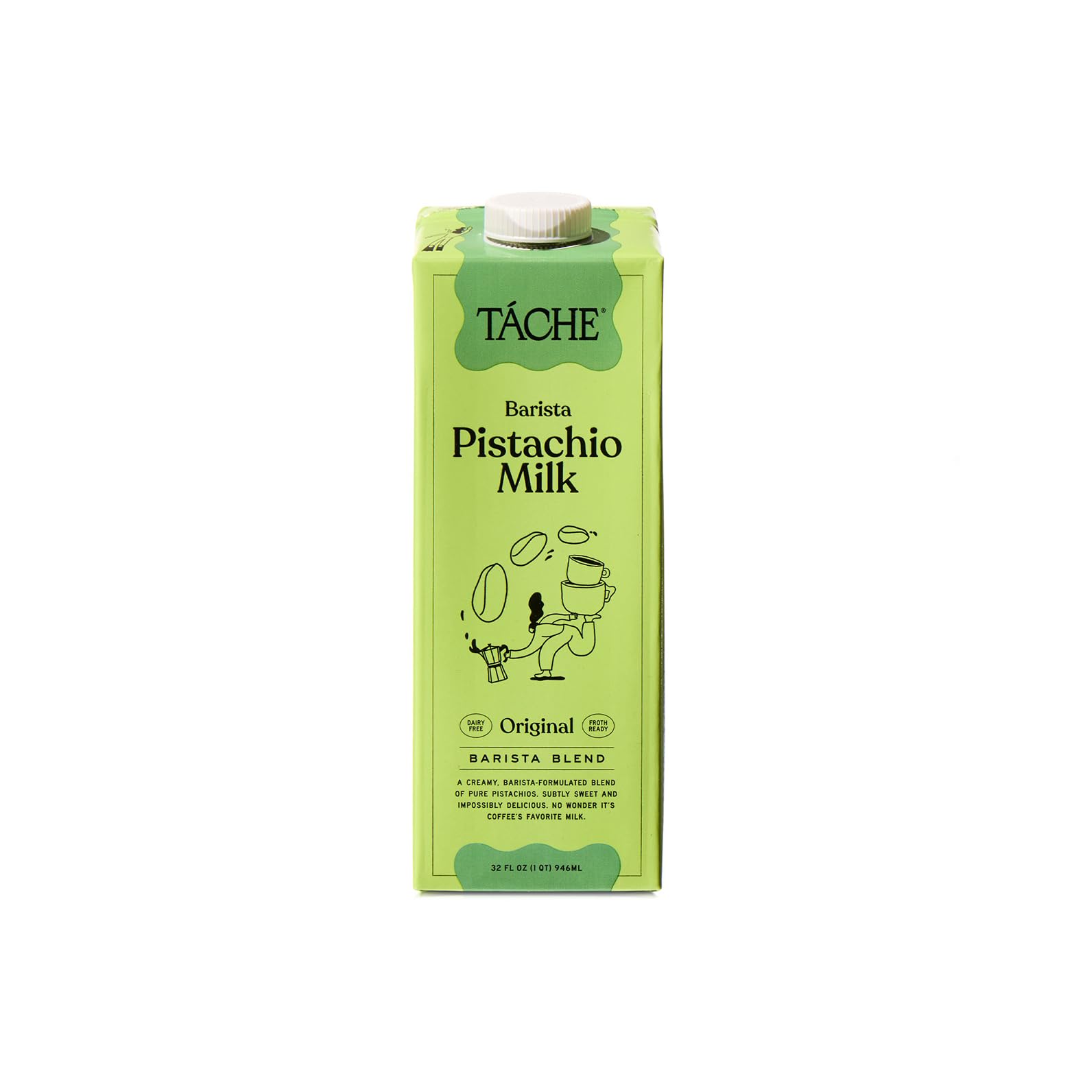 Táche Original Barista Pistachio Milk, 32 Fl Oz | Dairy-Free, Plant-Based Barista Milk | No Added Oils or Fillers