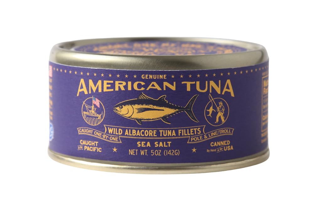 American Tuna Sushi-grade Wild Albacore Tuna Fish - with Sea Salt, MSC Certified, Sustainable Pole Wild Caught Fish - 5 oz cans | 1 Can | Premium Canned Tuna for Health and Flavor Enthusiasts!
