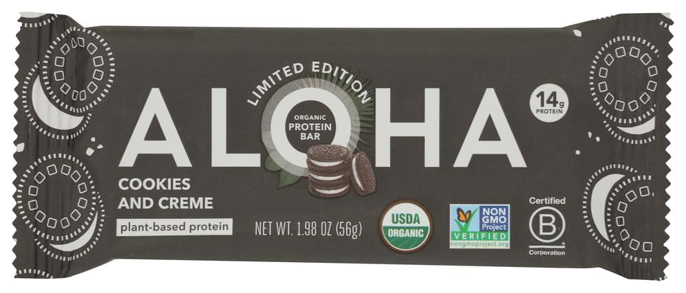 Aloha Organic Cookies & Creme Protein Bar Sgl, 1.98 OZ