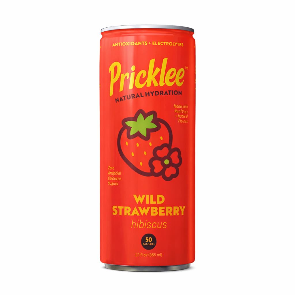 Pricklee - Wild Strawberry - Real Fruit Hydration Drink, 12 oz, 12 Pack | Natural hydration drink from real fruit, no artificial sweeteners; electrolytes & antioxidants, non-carbonated, caffeine-free