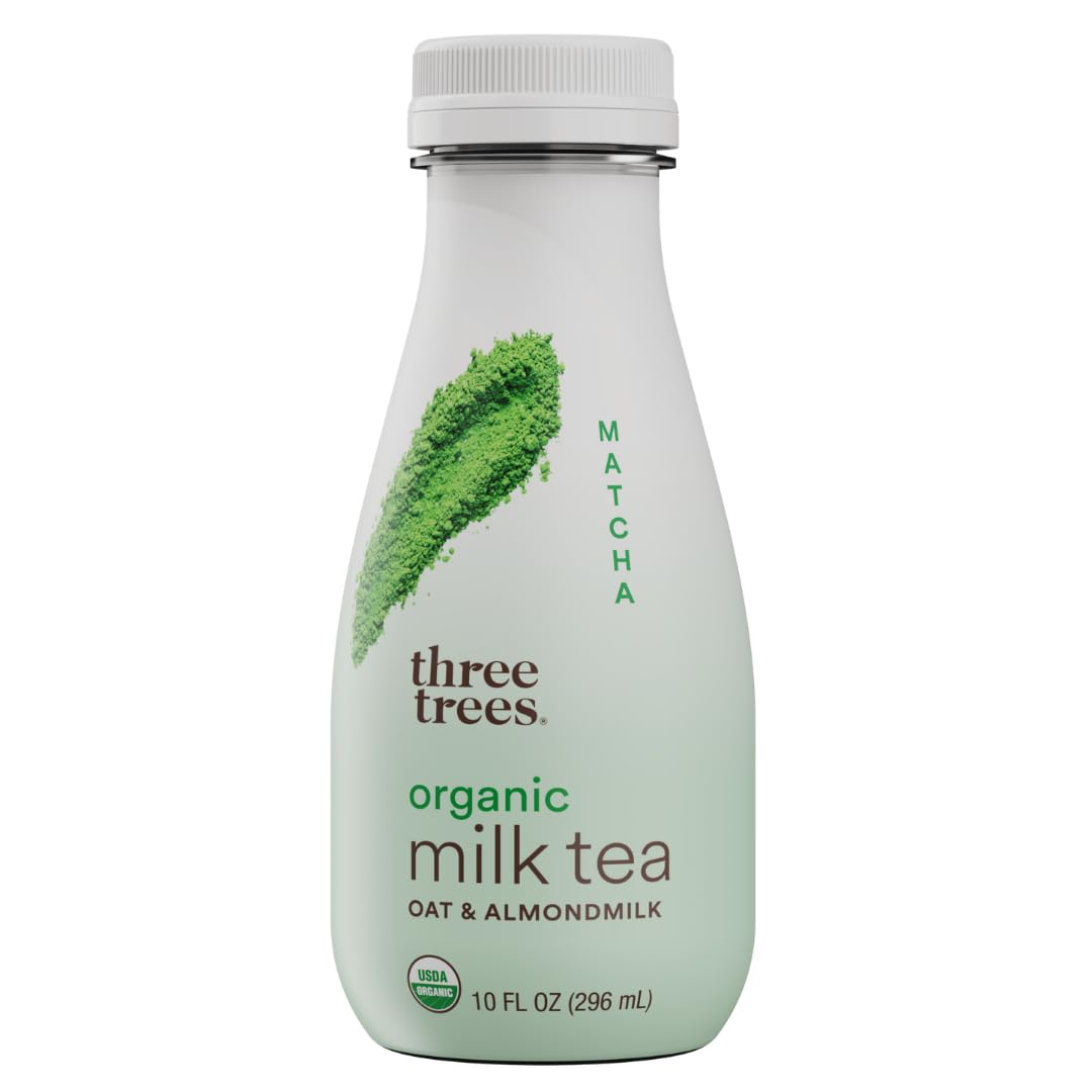 Three Trees Organic Milk Tea, Matcha, Almond Milk & Oat Milk, Dairy Free, Plant Based, Vegan, No Oils, No Gums (10 FL OZ)