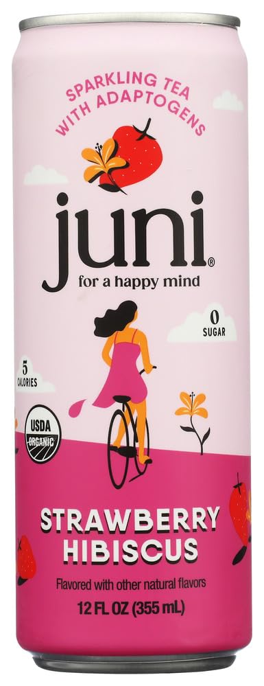 Juni Strawberry Hibiscus Sparkling Tea, 12 FZ