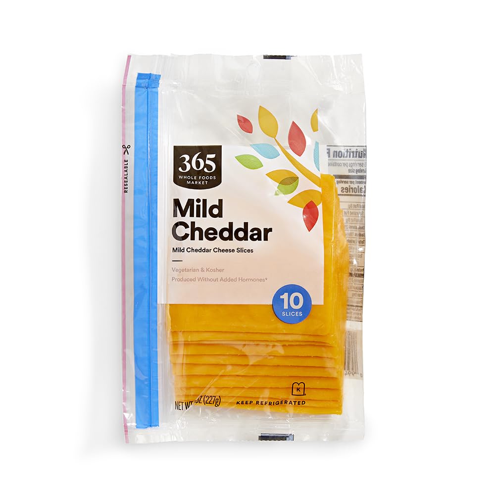 365 By Whole Foods Market, Sliced Mild Cheddar Kosher Cheese, 8 Ounce