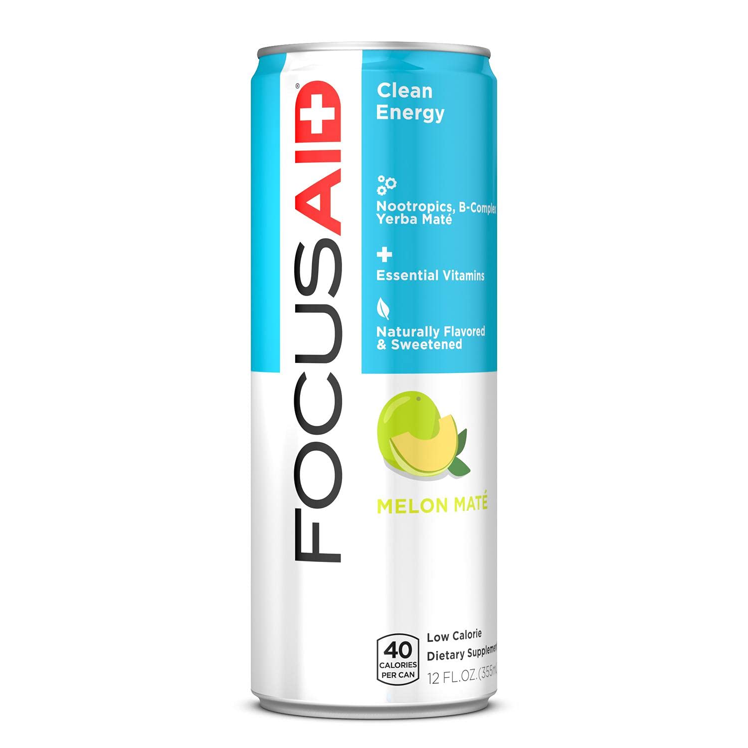 FOCUSAID Energy Blend | Nootropics Drink for Brain Fuel | Alpha-GPC, GABA, B-Complex, Yerba Mate, Green Tea | 100% Clean |100mg Natural Caffeine | 12-oz. can