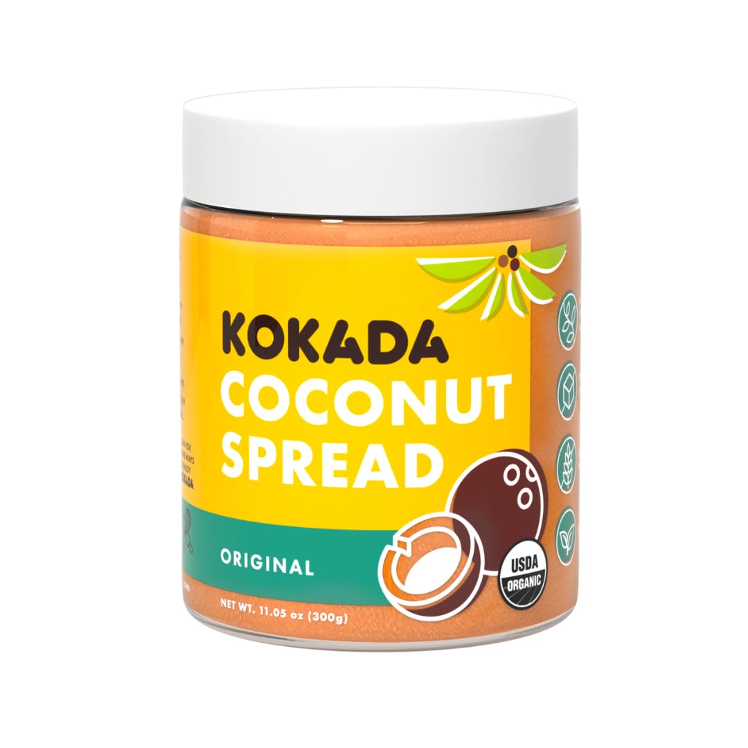 Kokada Coconut Spread, Original (11oz Jar) - Peanut Free, School Safe Snack, Organic Ingredients, Vegan, Gluten Free Spread, Peanut Butter, Sunflower Seed & Cookie Butter Alternative