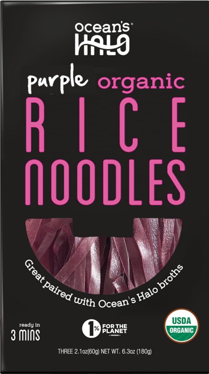Ocean's Halo Purple Rice Noodles, Organic, 6.3 oz | Organic purple rice noodles with nutty flavor and a vibrant color; great for Pad Thai, soups, and bowls.