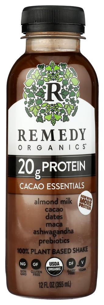 Remedy Organics Protein | Cacao Essentials 12 FL Oz | Plant Based Protein Shakes, Ready To Drink | USDA Organic, Gluten Free, Dairy Free, Soy Free…