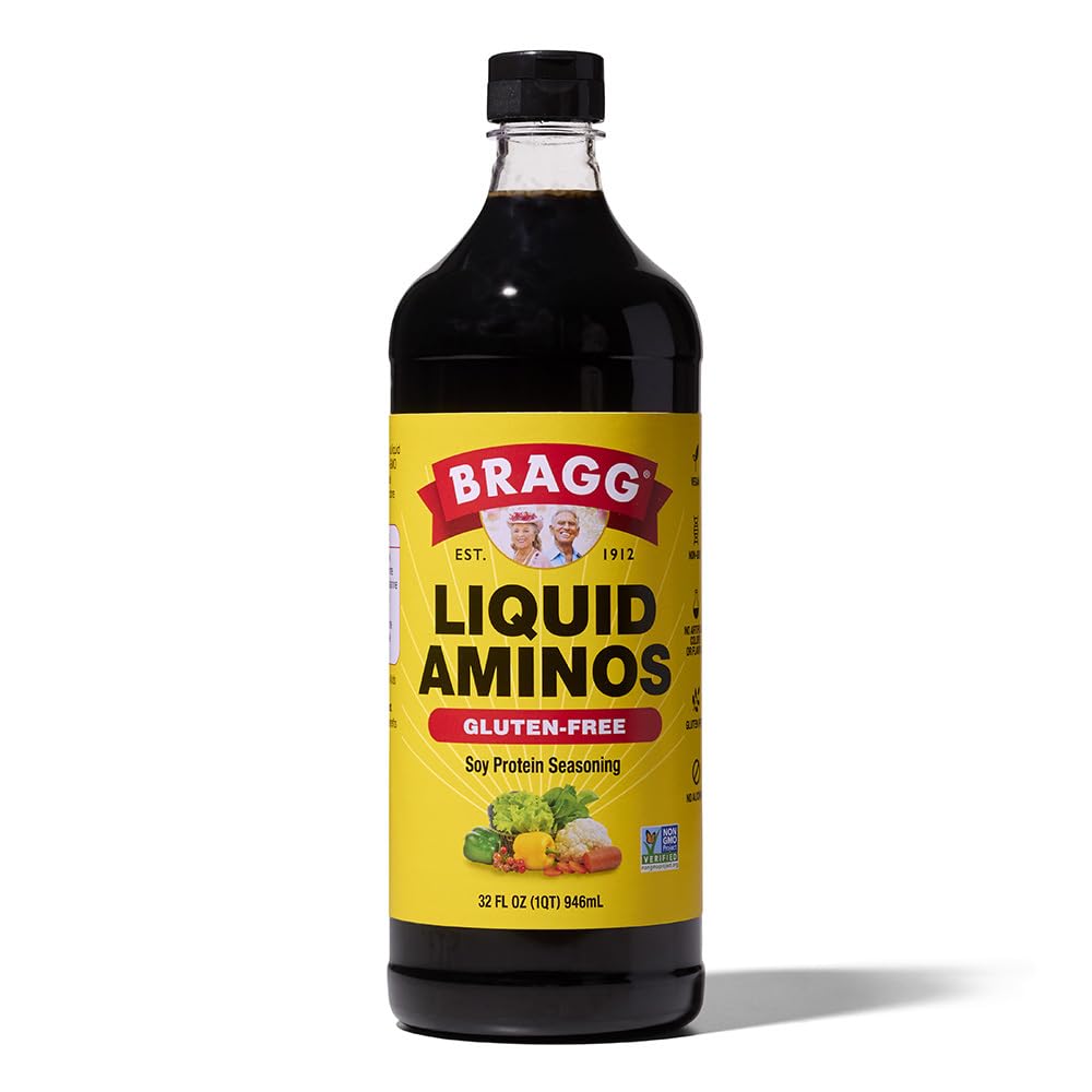 Bragg Liquid Aminos All-Purpose Seasoning 32 oz - Soy Sauce Alternative | Gluten-free, vegan, plant-based, naturally occurring amino acids, great for marinades & dressings
