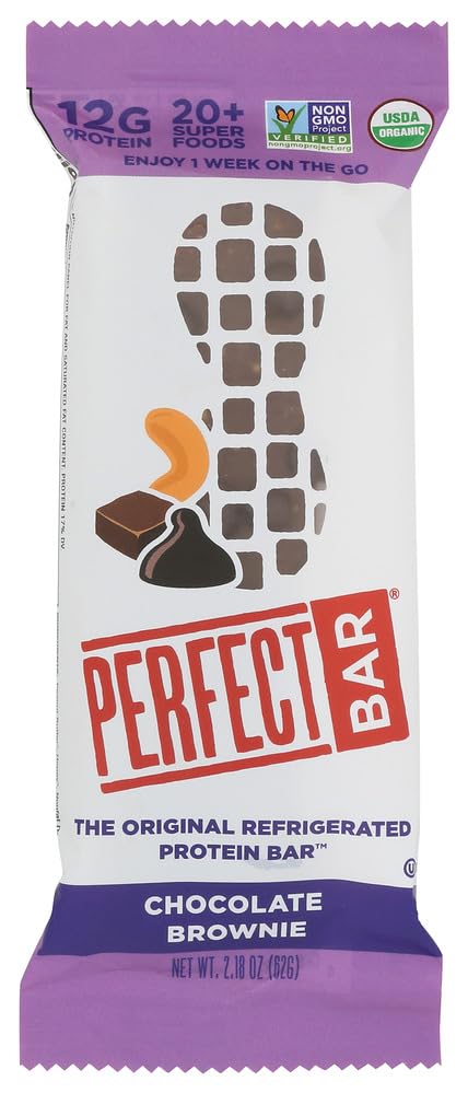 Perfect Bar Organic Chocolate Brownie Cashew Butter and Peanut Butter Protein Bar, 2.2 oz